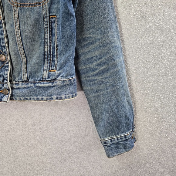 Free People Women Jacket XS Blue Rumors Denim Jean Trucker - Picture 11 of 11